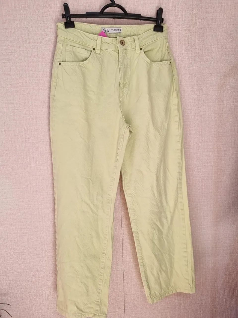CALÇA DE ALGODÃO VERDE CANDY CINTURA ALTA ZARA