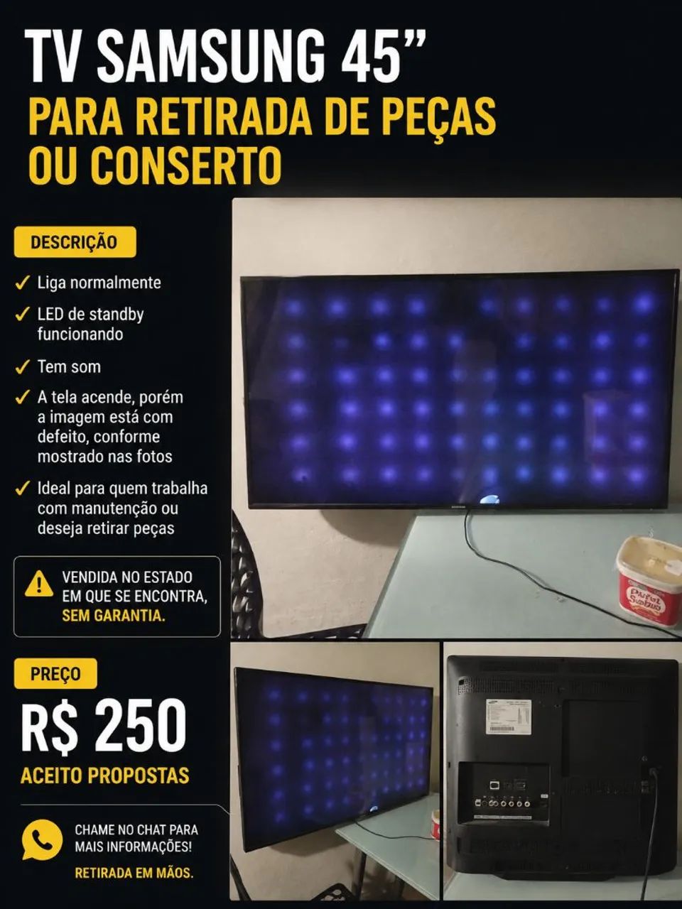 Tv Samsung com defeito 