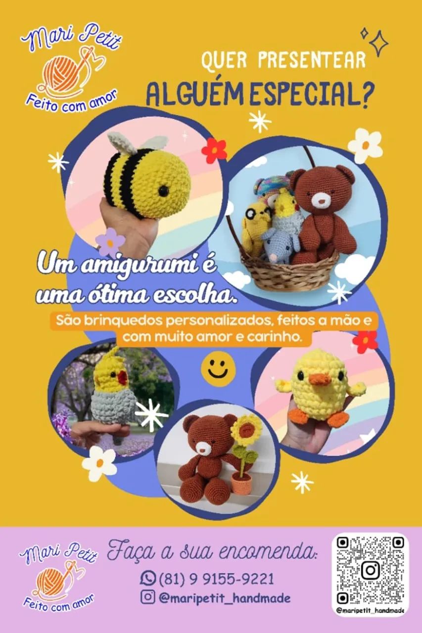 Amigurumis em crochê para decoração, lembrancinhas e presentes