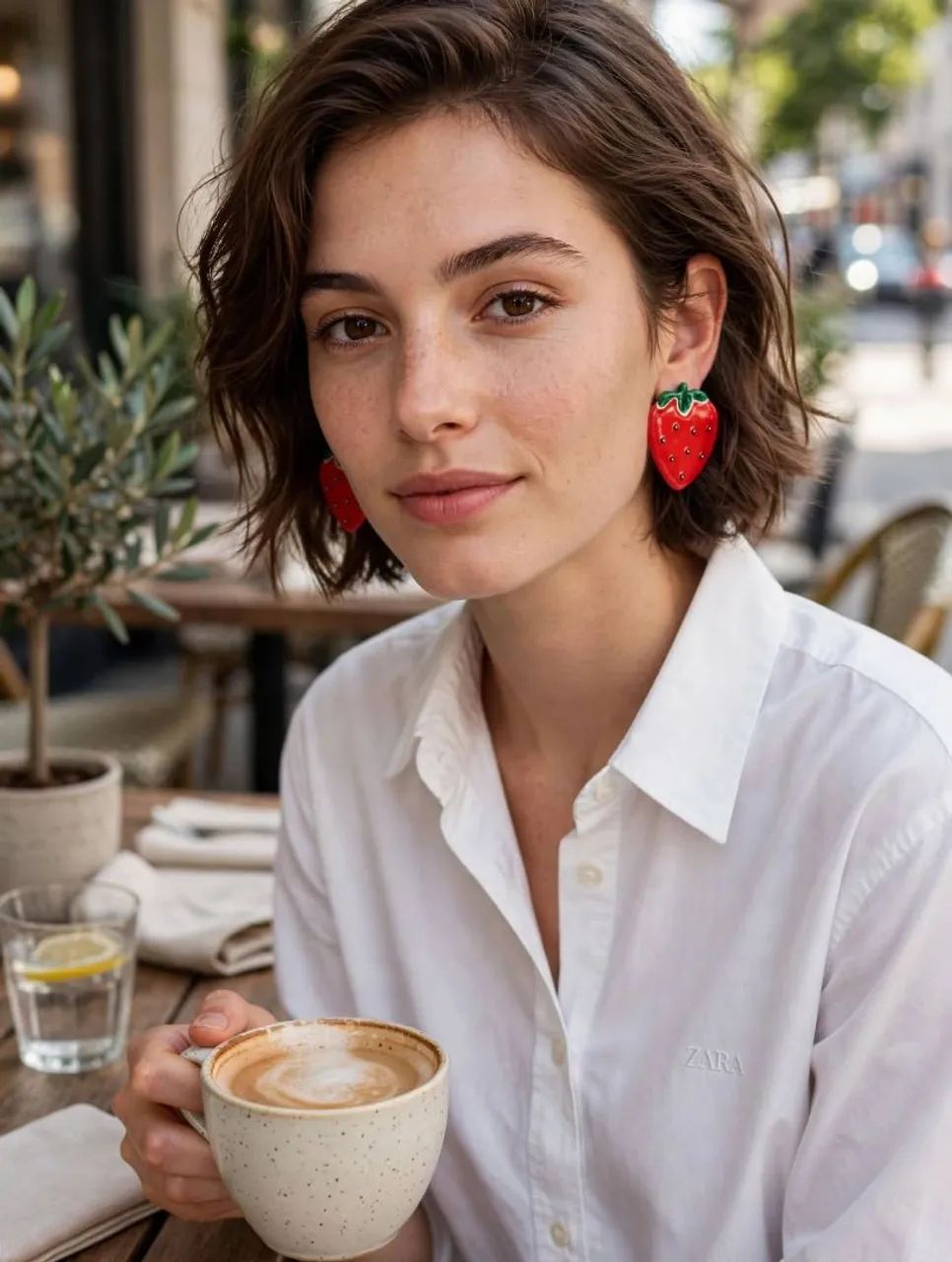 Brinco Zara Novo Statement morango 