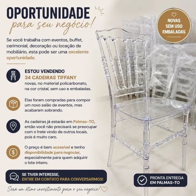 Cadeiras Tiffany Cristal - Casamento e Eventos Diversos