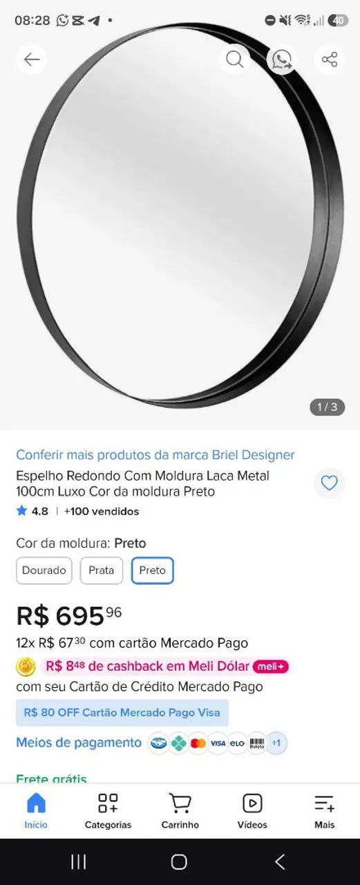 Espelho elegante Redondo 60cm - Foto 5