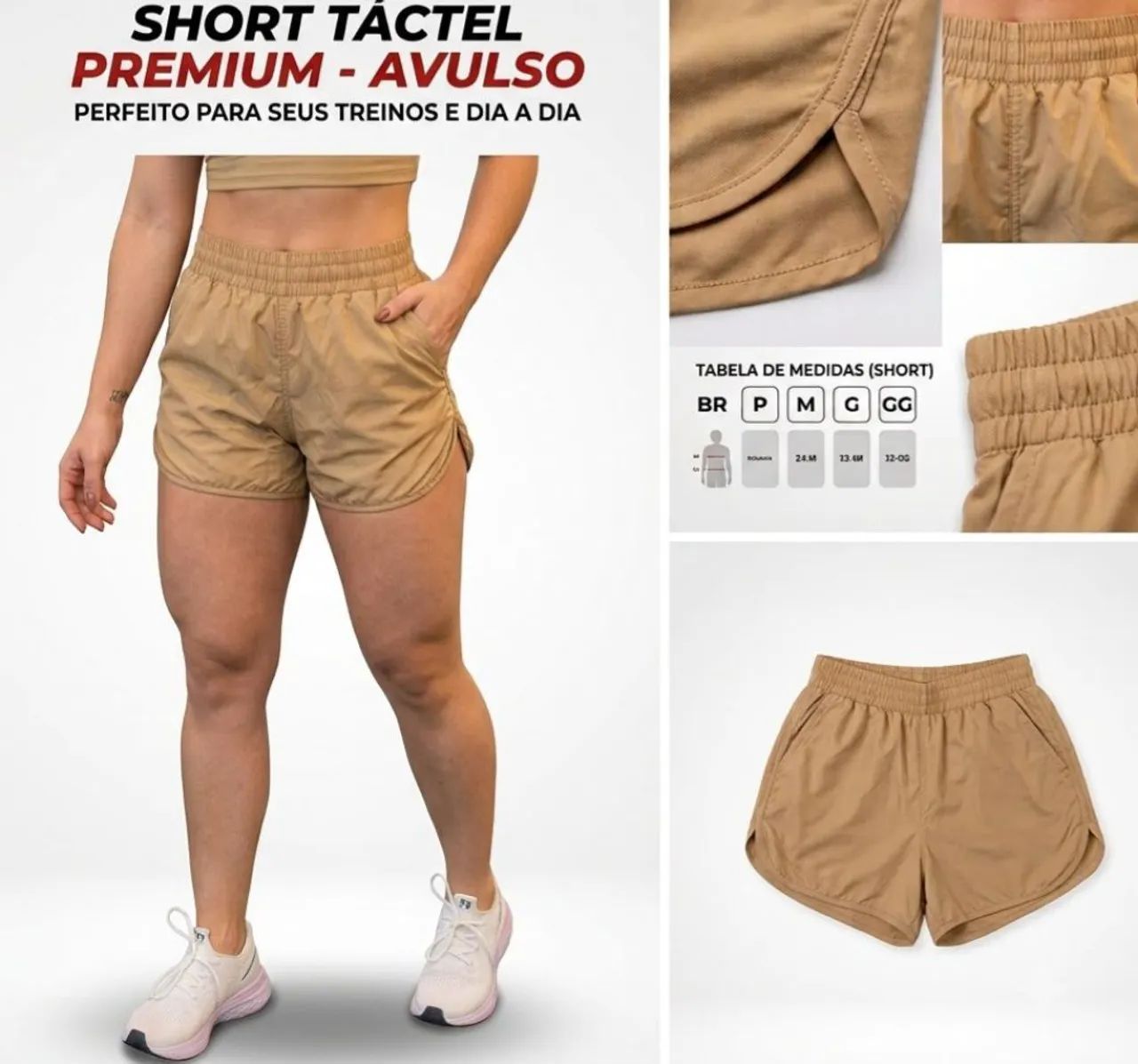 Short  tactel  com bolso tam p m g é ggg