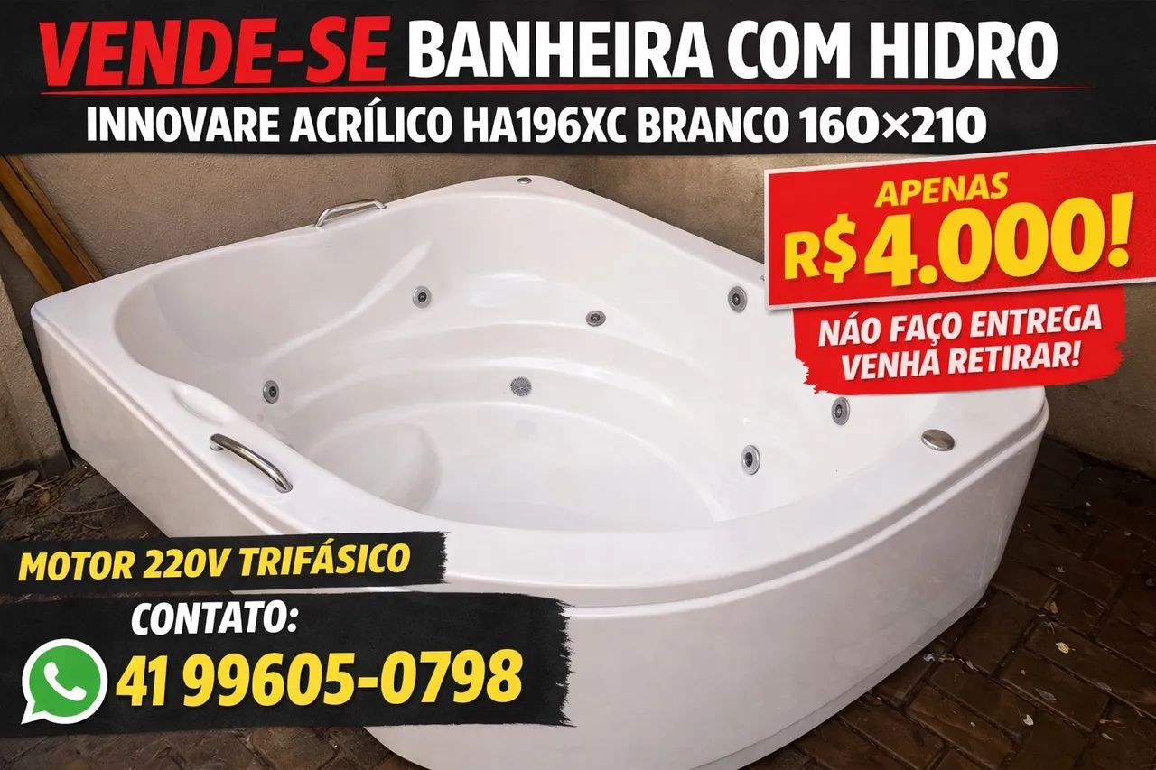 Banheira Astra Innovare Acrílico HA196XC Branco - Foto 5