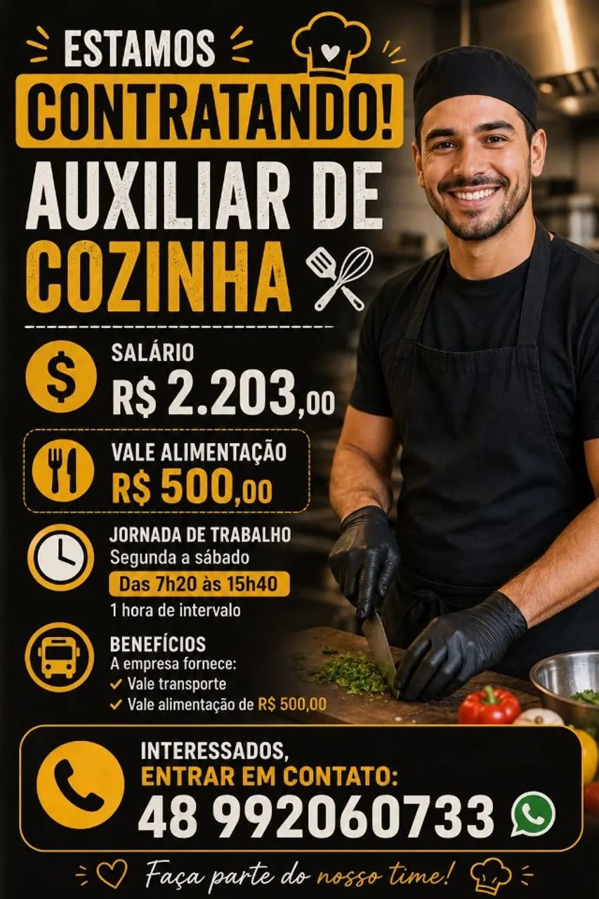VAGA DE AUXILIAR DE COZINHA