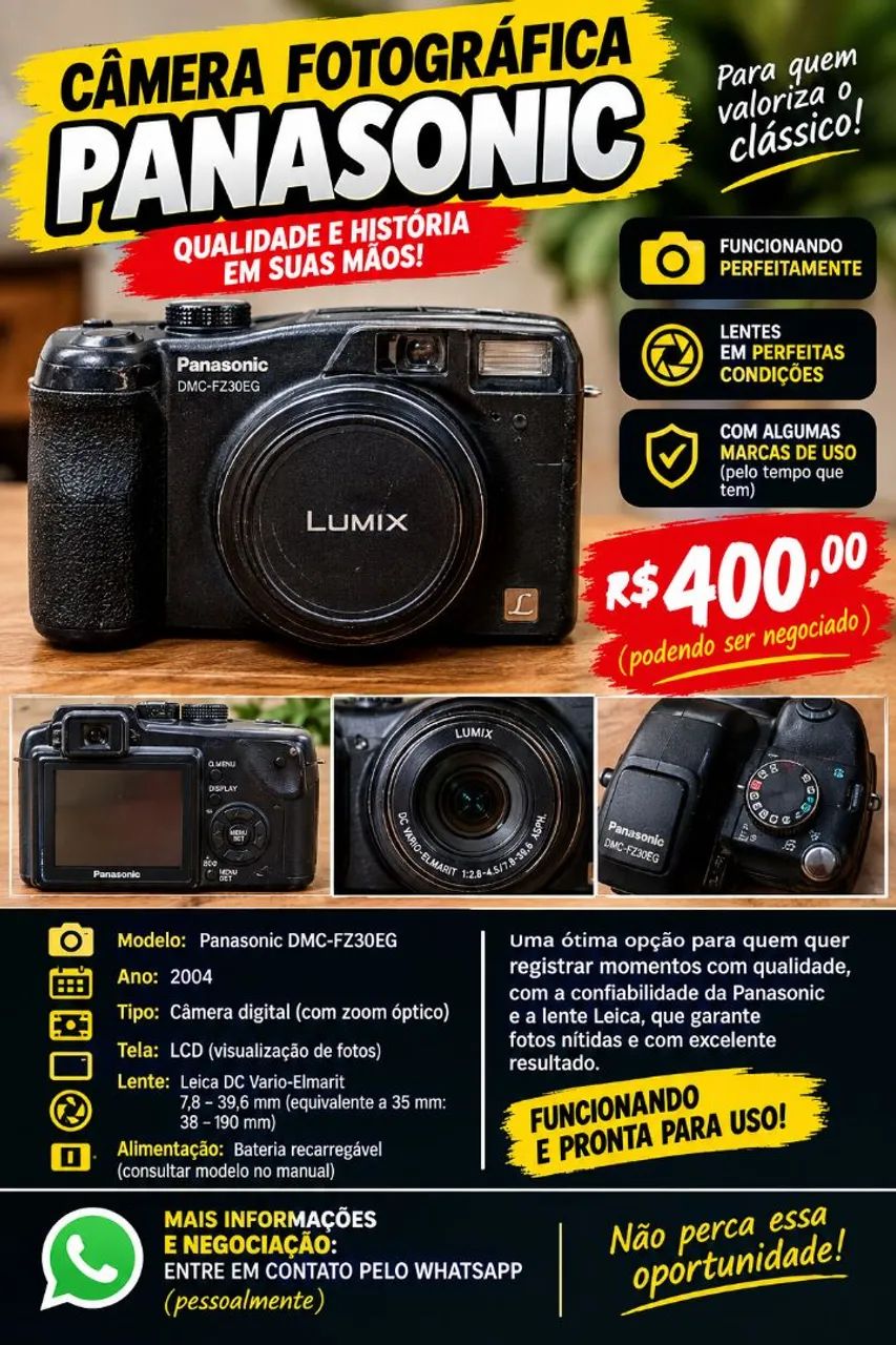 CÂMERA PANASONIC LUMIX FZ30
