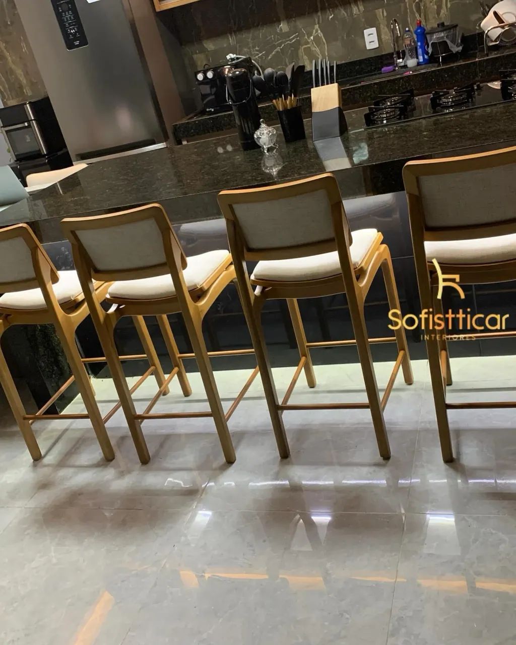 Banqueta moderna nova madeira resistente top luxo  - Foto 4