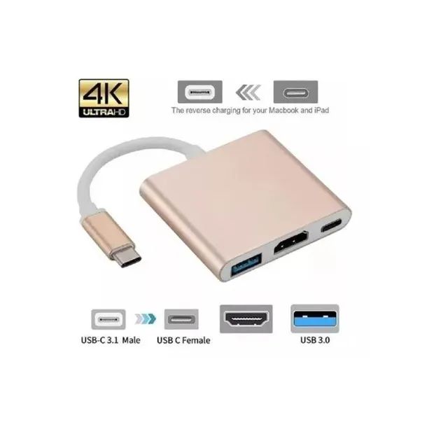 Adaptador Usb 3.0 Type C X Hdmi 4k Usb 3 em 1 Mtc-7106 Loja Coimbra Computadores Entrega - Foto 2