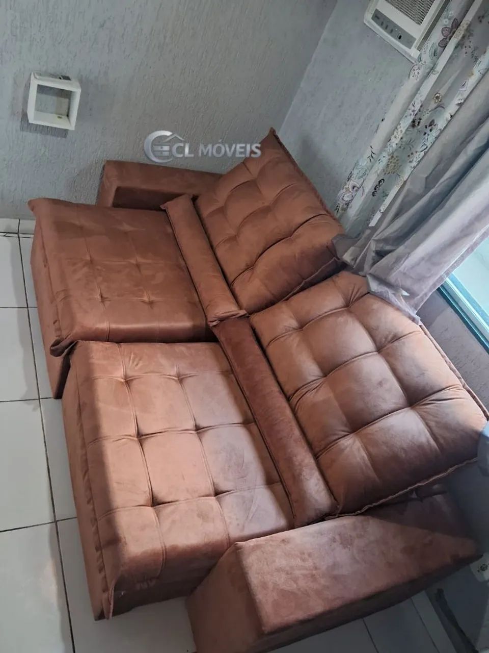 Sofá retrátil e reclinavel 2 metros 30,de molas direto da fábrica 446558694142136322