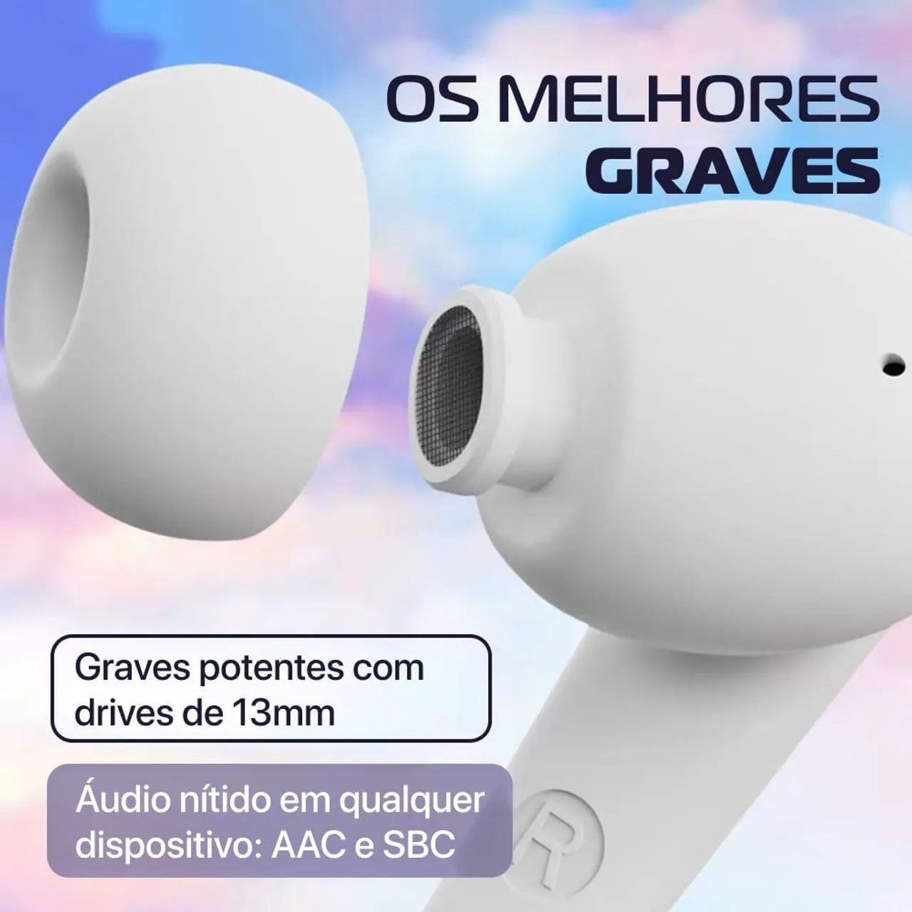 Fone bluetooth branco  - Foto 5