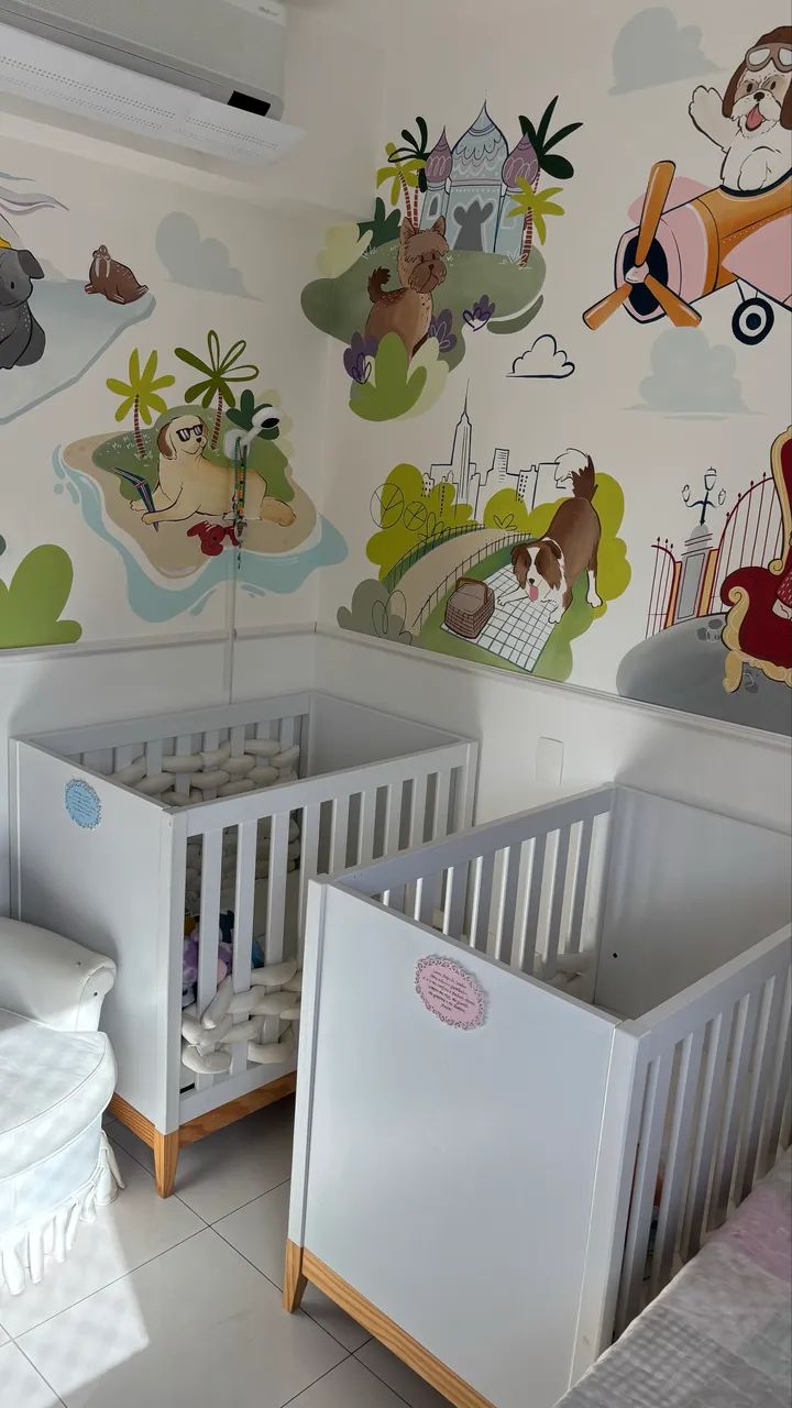 Dois Berços Amor Perfeito com Colchões - Ótimos para Quarto de Gêmeos