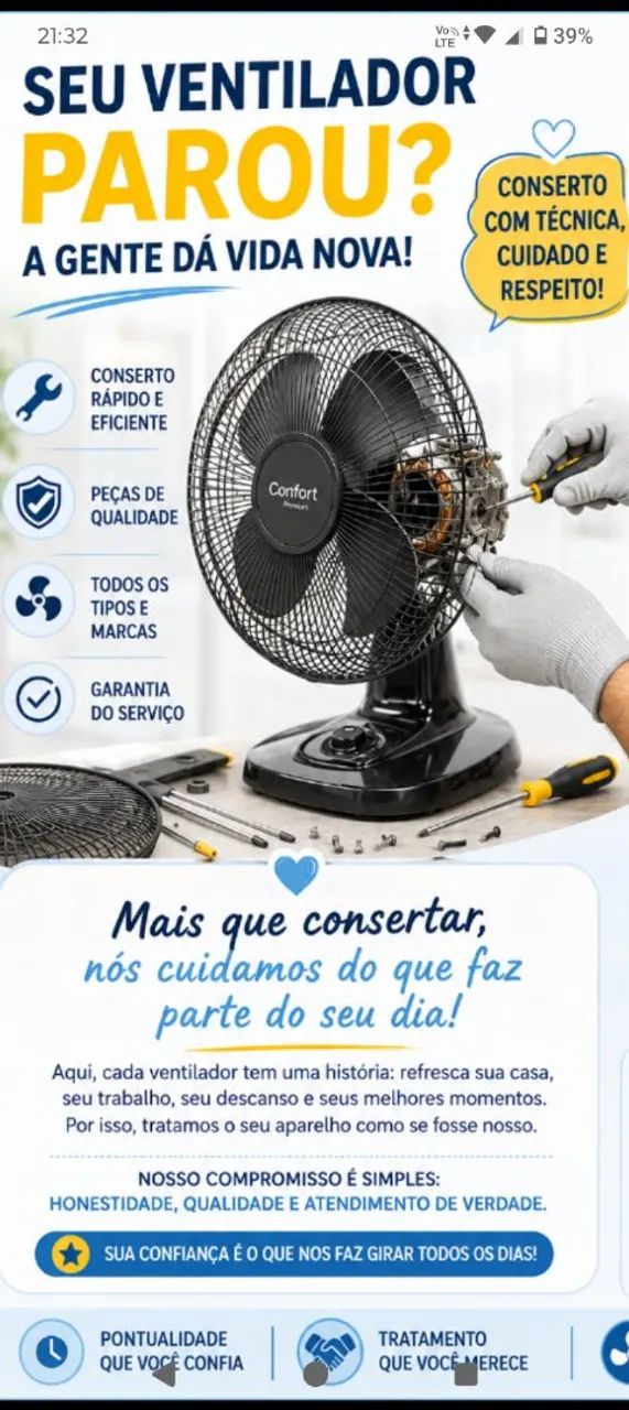 CONSERTO DE VENTILADOR