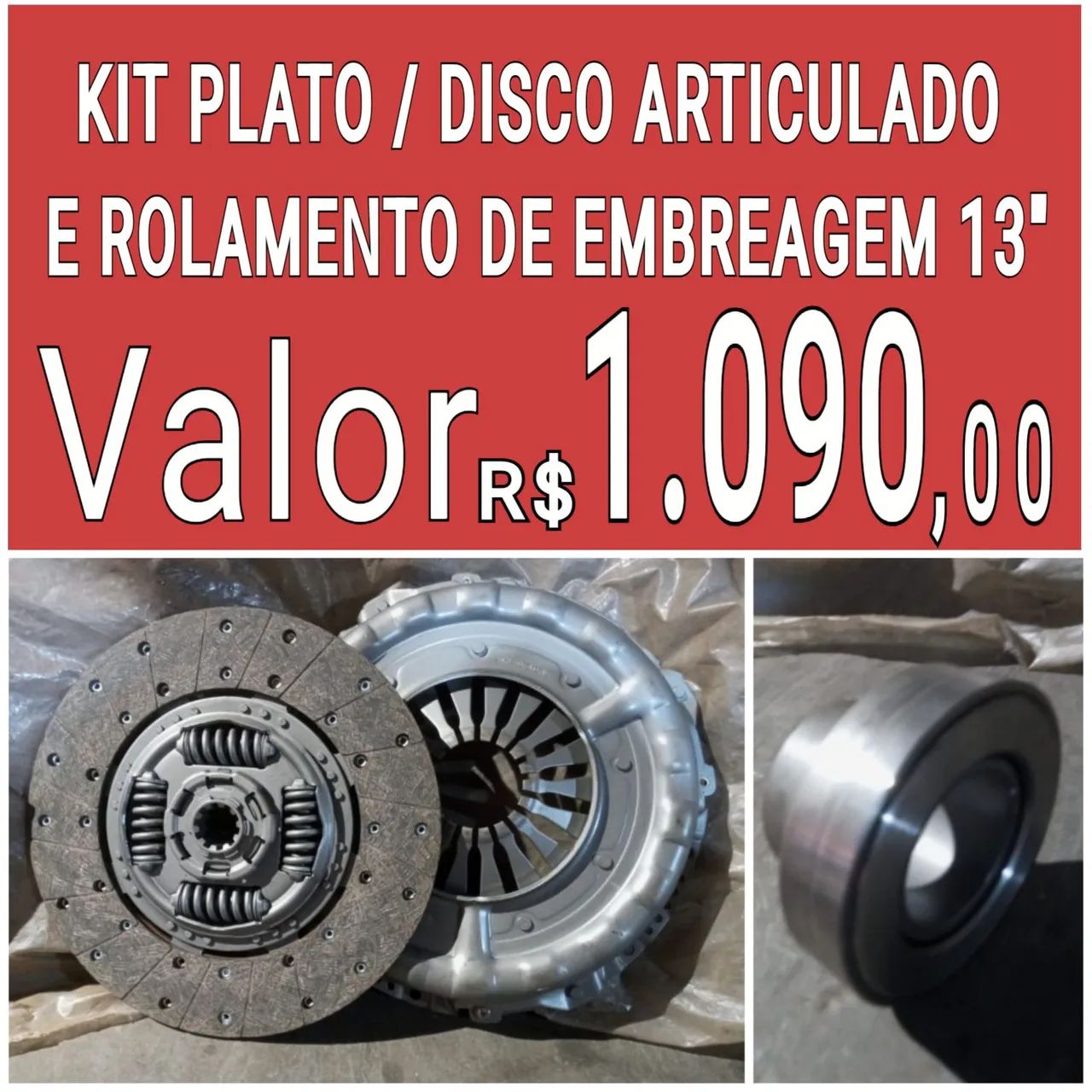 EMBREAGEM KIT PLATO , DISCO E ROLAMENTO DO CAMINHÃO VOLKS E FORD  COM 13 POLEGADAS