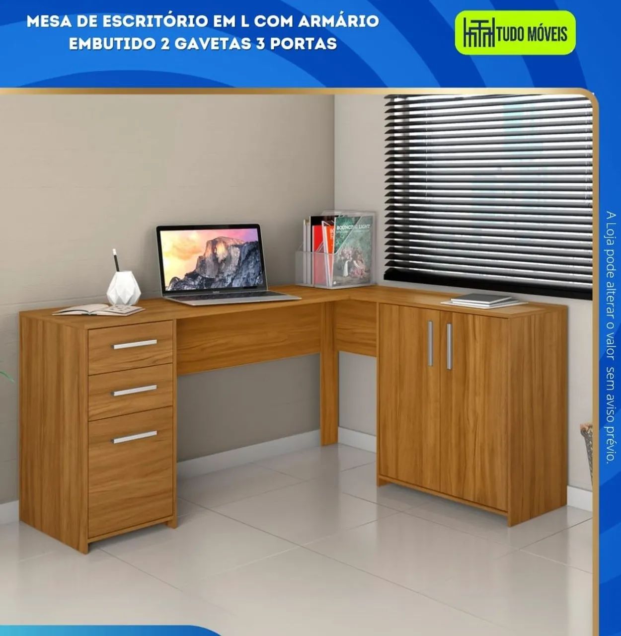 ESCRIVANINHA de canto c/armario e gavetas  - Foto 2