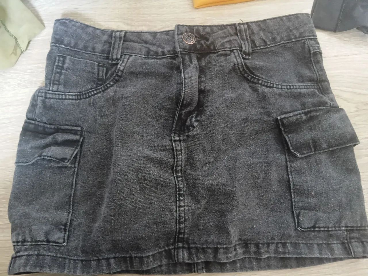 Saia cargo jeans cinza - Foto 3