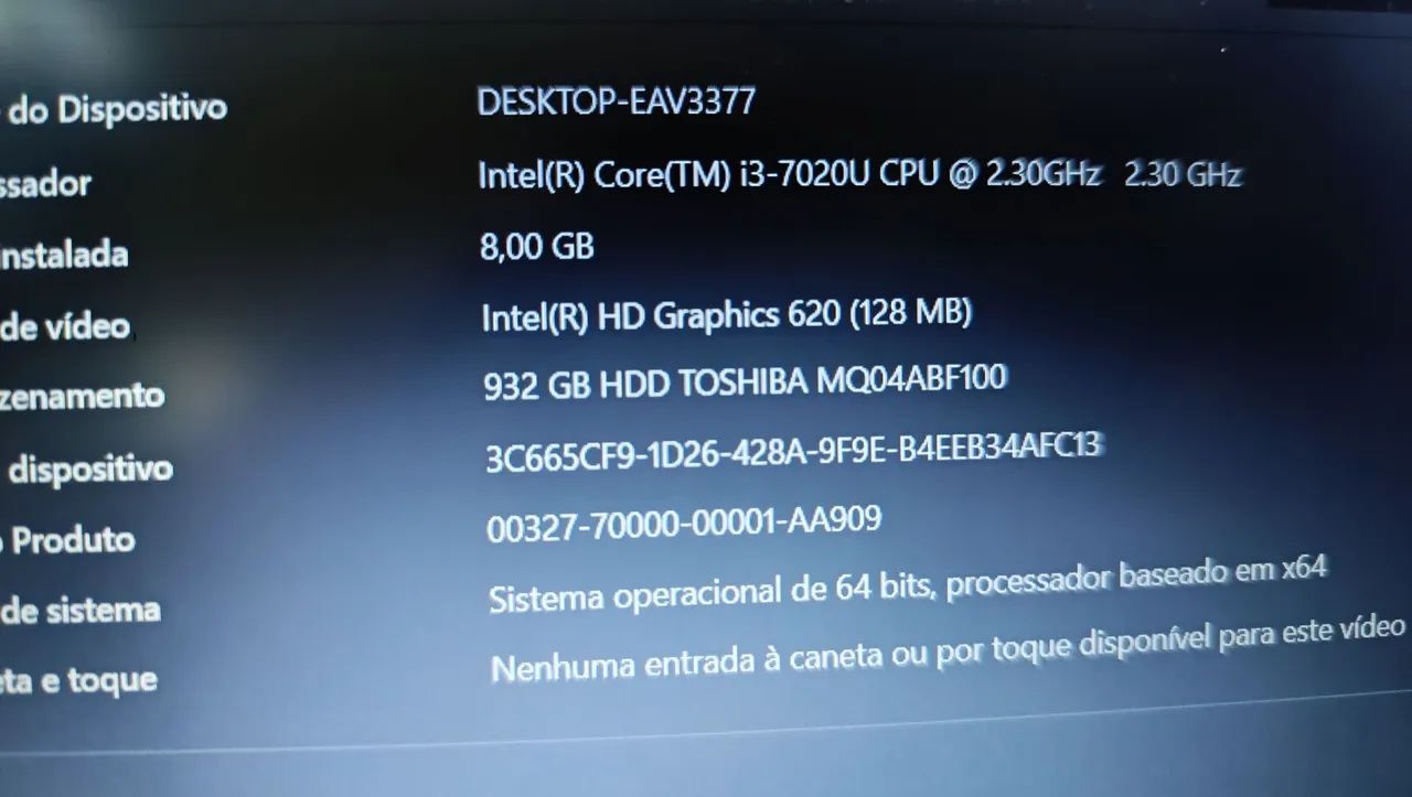 Notebook CORE i3 7ª GERAÇÃO RAM 8GB HD 1TB  - Foto 3