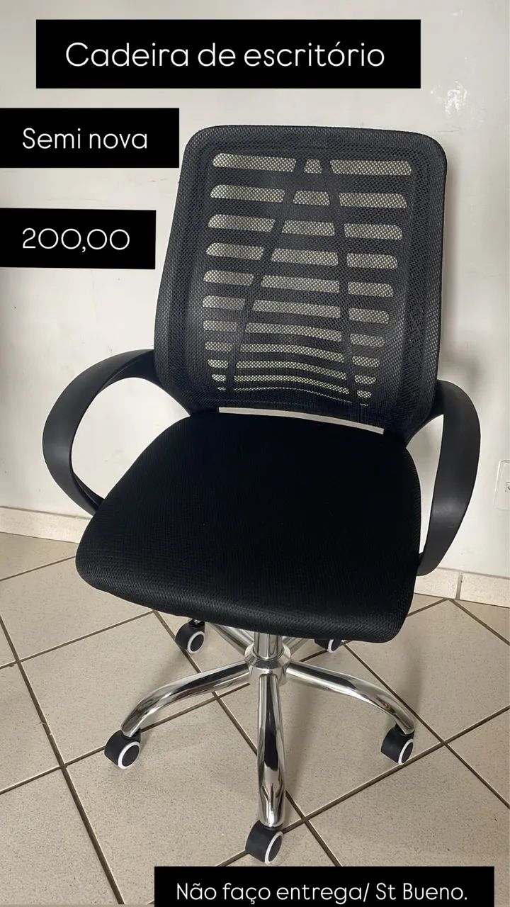 1 Cadeira de escritório giratória semi nova preta apenas 200,00