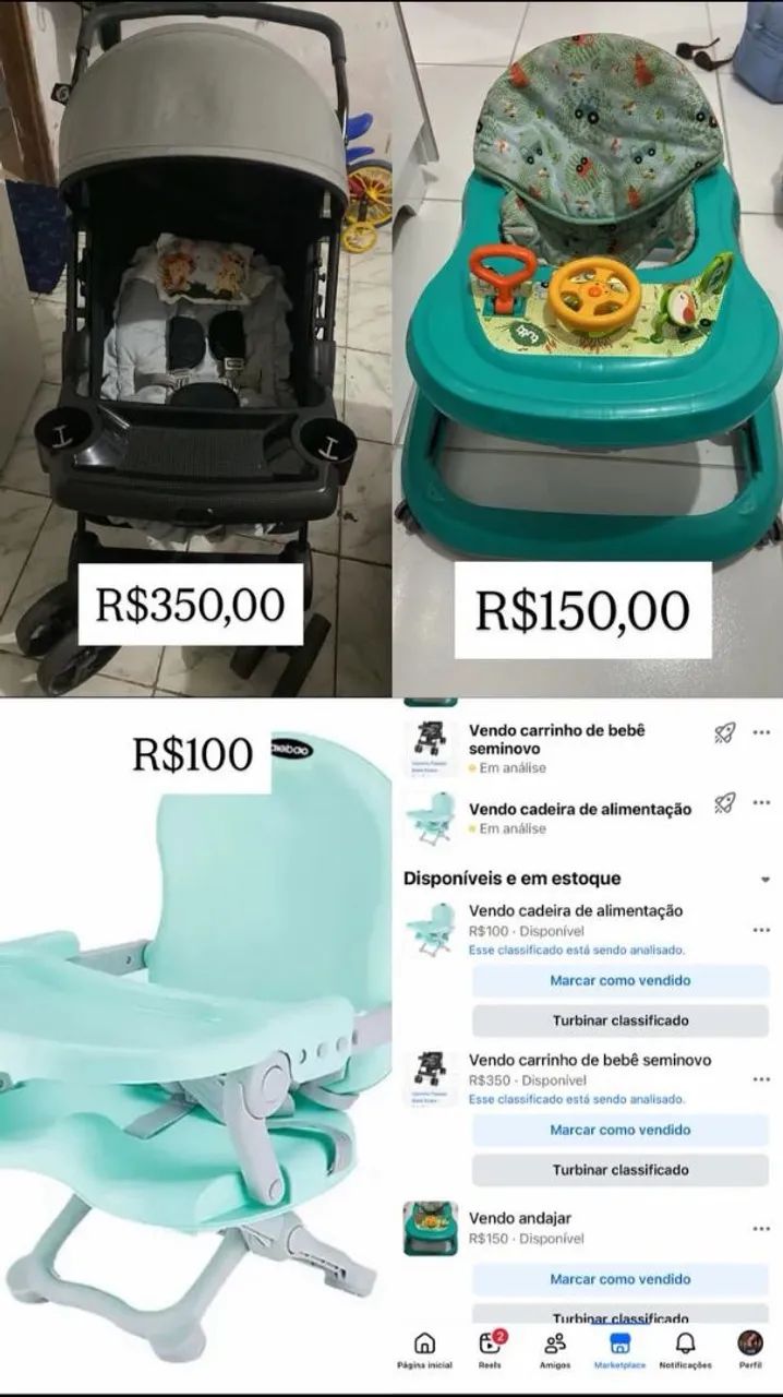 Vendo coisas de bebê 