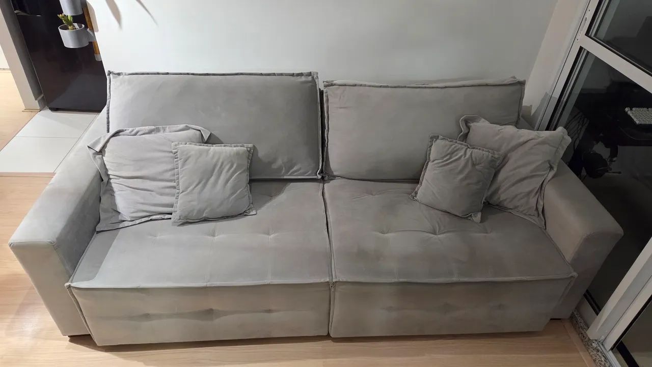 Sofá Cama Retrátil sem caixa 4 lugares cinza - Foto 2