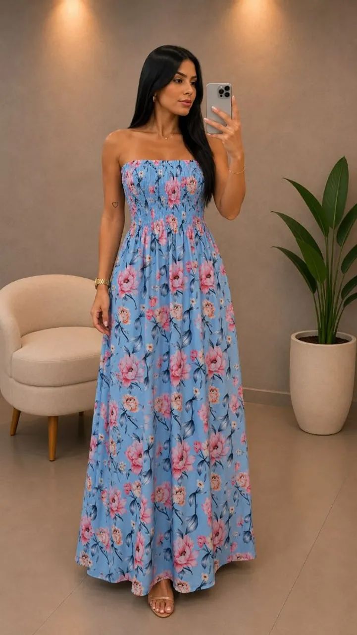 VESTIDO LONGO TECIDO CREPINHO