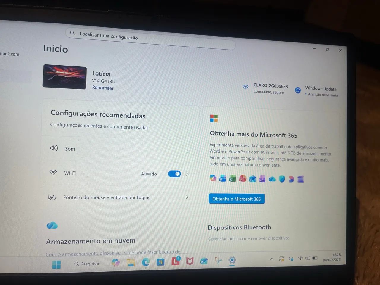 Notebook Lenovo V14 G4 IRU - Intel Core i7 13ª Geração