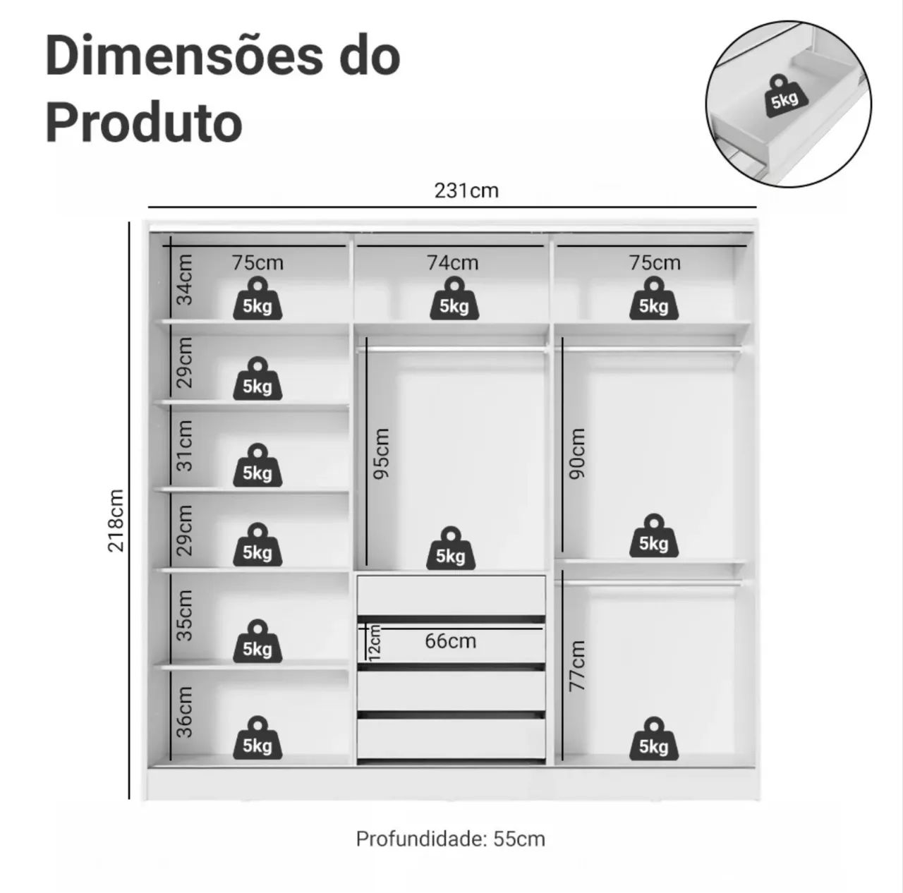 Guarda roupa com espelho - Foto 2