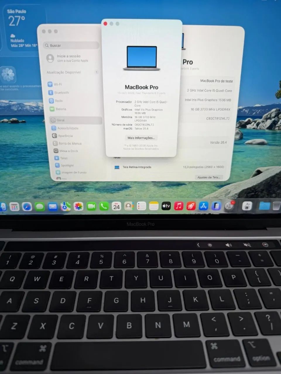 MacBook Pro 13 2020 i5, 16GB de Ram e 1TB de SSD, com Touch Bar