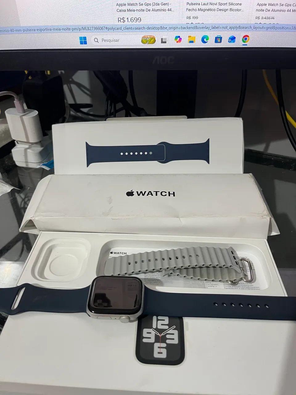 Apple Watch SE 2 44mm GPS Completo - Com Defeito no Touch - Foto 5