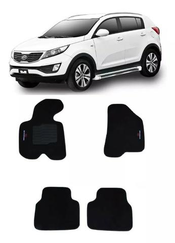 Jogo Tapete Carpete Bordado Sportage 2011 a 2015 Preto 4 Pçs