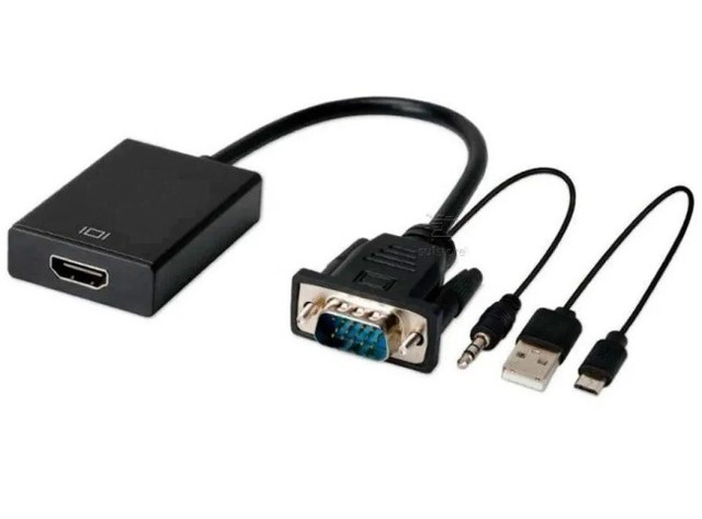 Conversor Adaptador Vga x Hdmi Com Alimentação Usb E Audio P2