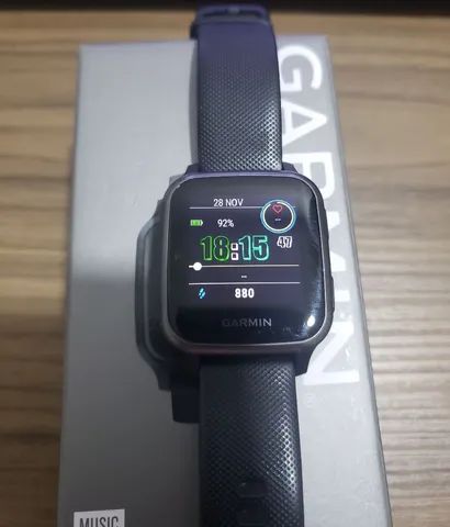 Relógio Garmin Venu Sq Music - Preto com Monitor Cardíaco de Pulso e GPS