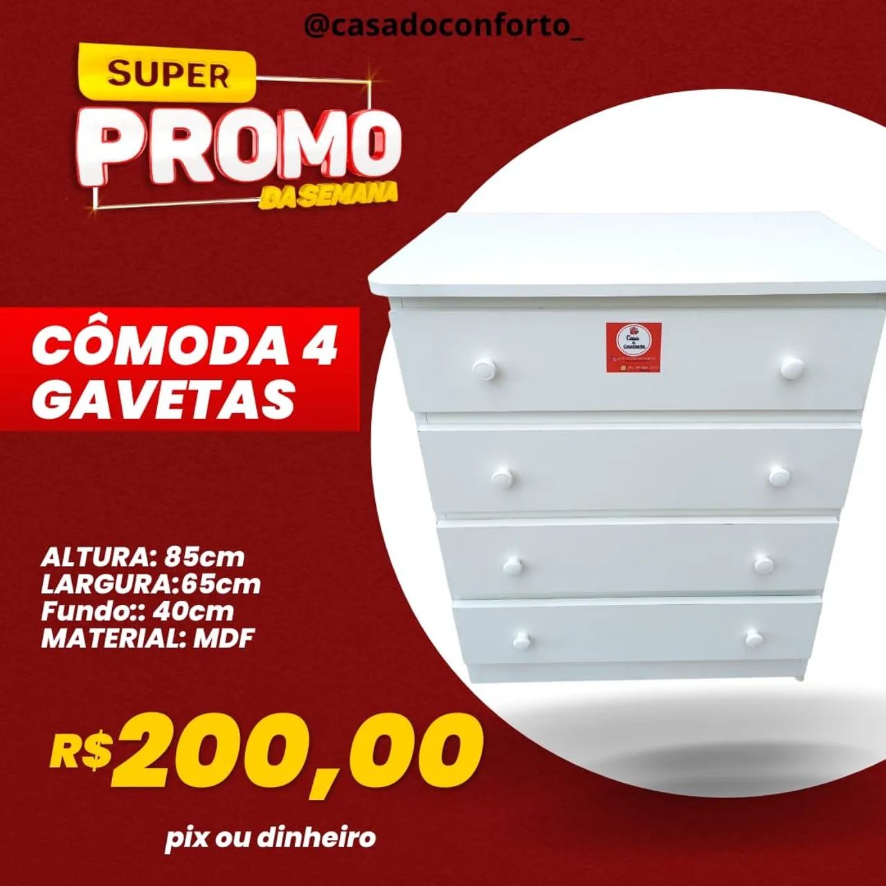 Cômoda 4 Gavetas - R$200,00