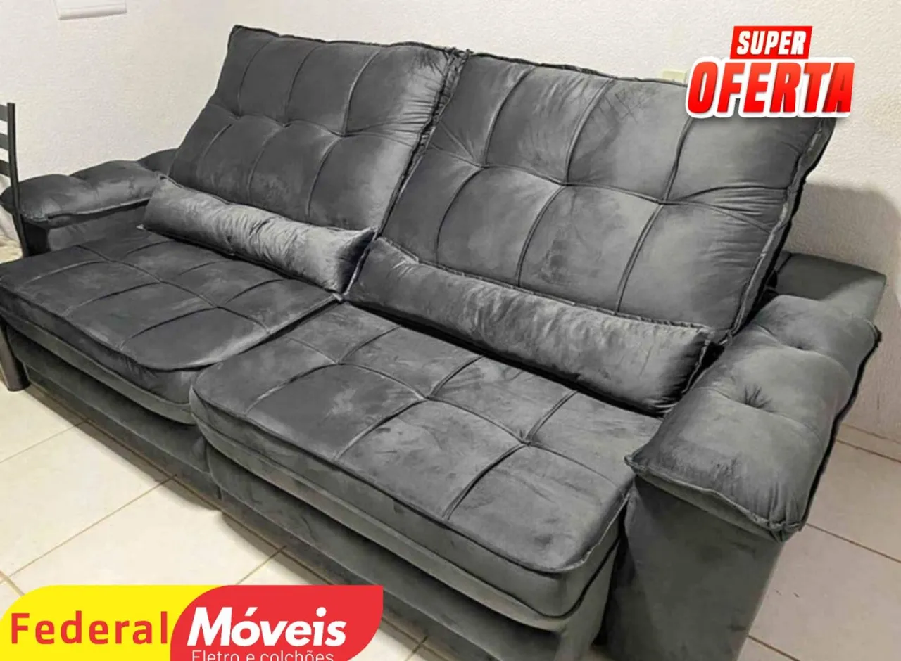Sofa 2,50m Retrátil e Reclinável com Molas Promoção - Entregamos