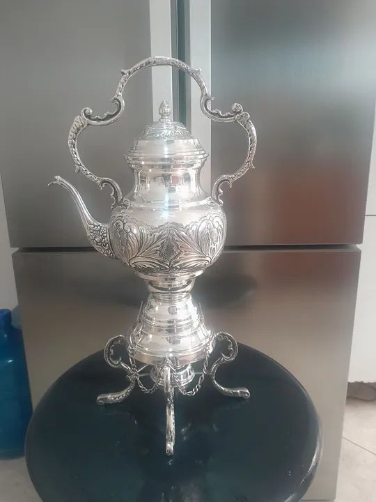 Samuvar banhado a  prata antigo nunca usado envio para todo o brasil - Foto 3