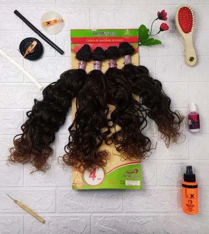Cabelo Organico Anelado 55cm 230g 4pçs  Hair World - Cor (#t1b-30)