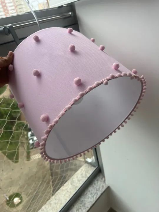 Lustre Plafon Cupula rosa com bolinhas - Foto 3