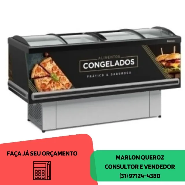 Ilha de Congelados 1,9M Gelopar Vidro Curvo 220v