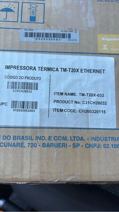 Impressora térmica TM-T20X Ethernet