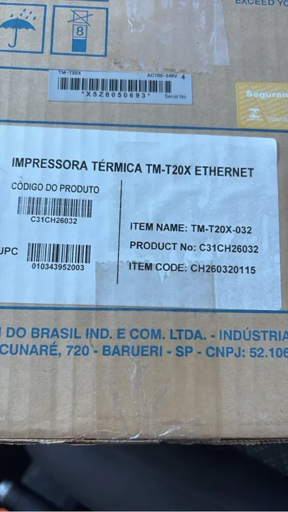 Impressora térmica TM-T20X Ethernet