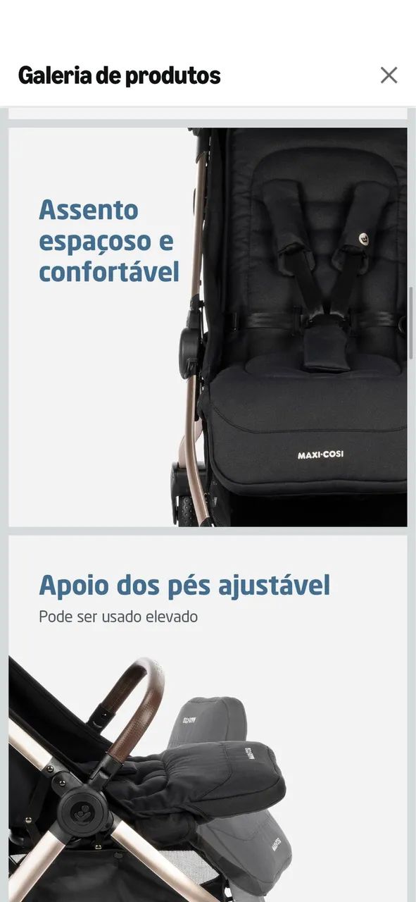 Carrinho e bebê conforto max cozi Eva 