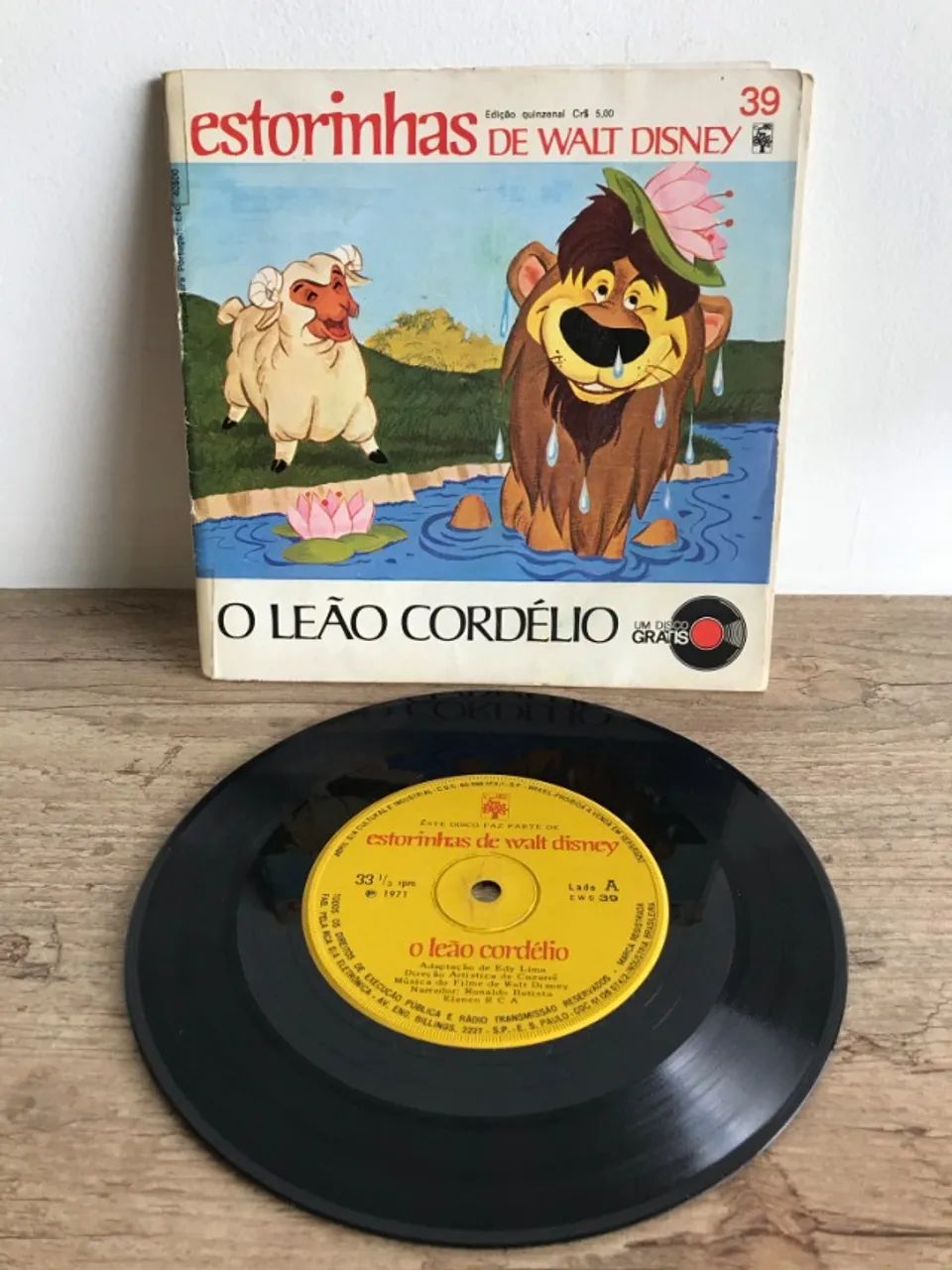 O Leão Cordélio disco vinilCompacto Estorinhas Walt Disney 39 