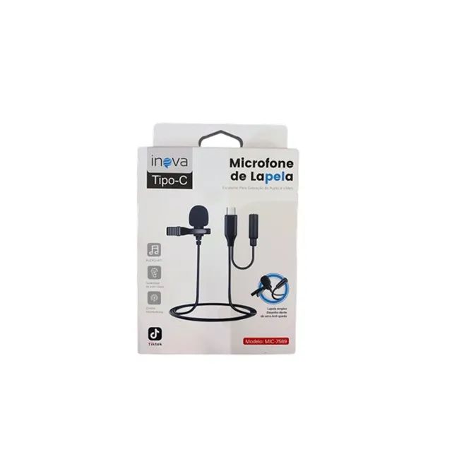 Microfone De Lapela Condensador Tipo-C 1,5m