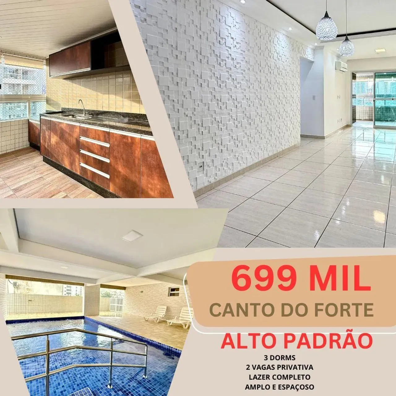 Apartamento para Venda em Praia Grande, Canto do Forte, 3 dormitórios, 1 suíte, 1 banheiro