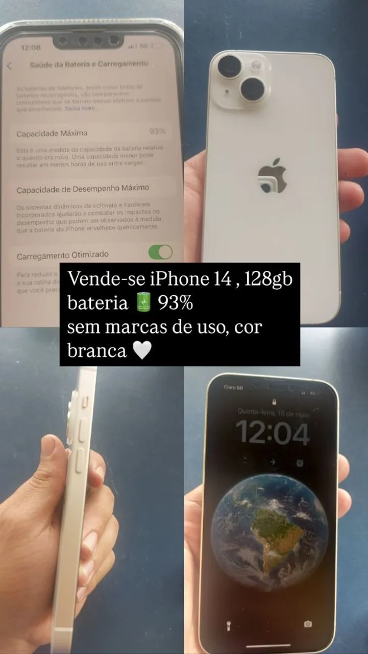 Iphone 14 128 Gb vendo valor 3.100 celular todo original sem marca de uso *
