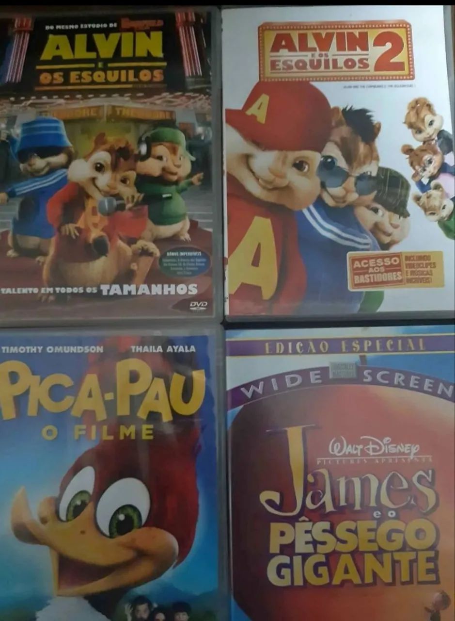DVDs de filmes infantis - Alvin e os Esquilos e outros