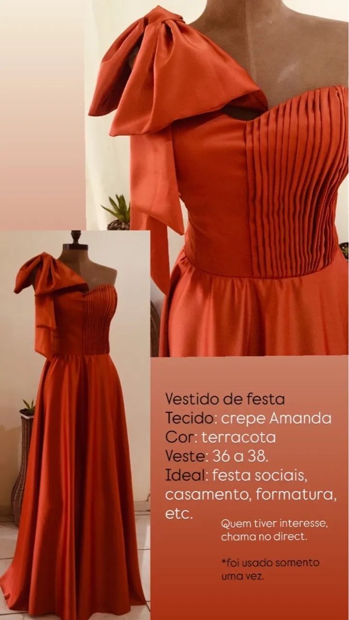 Vestido de festa terracota