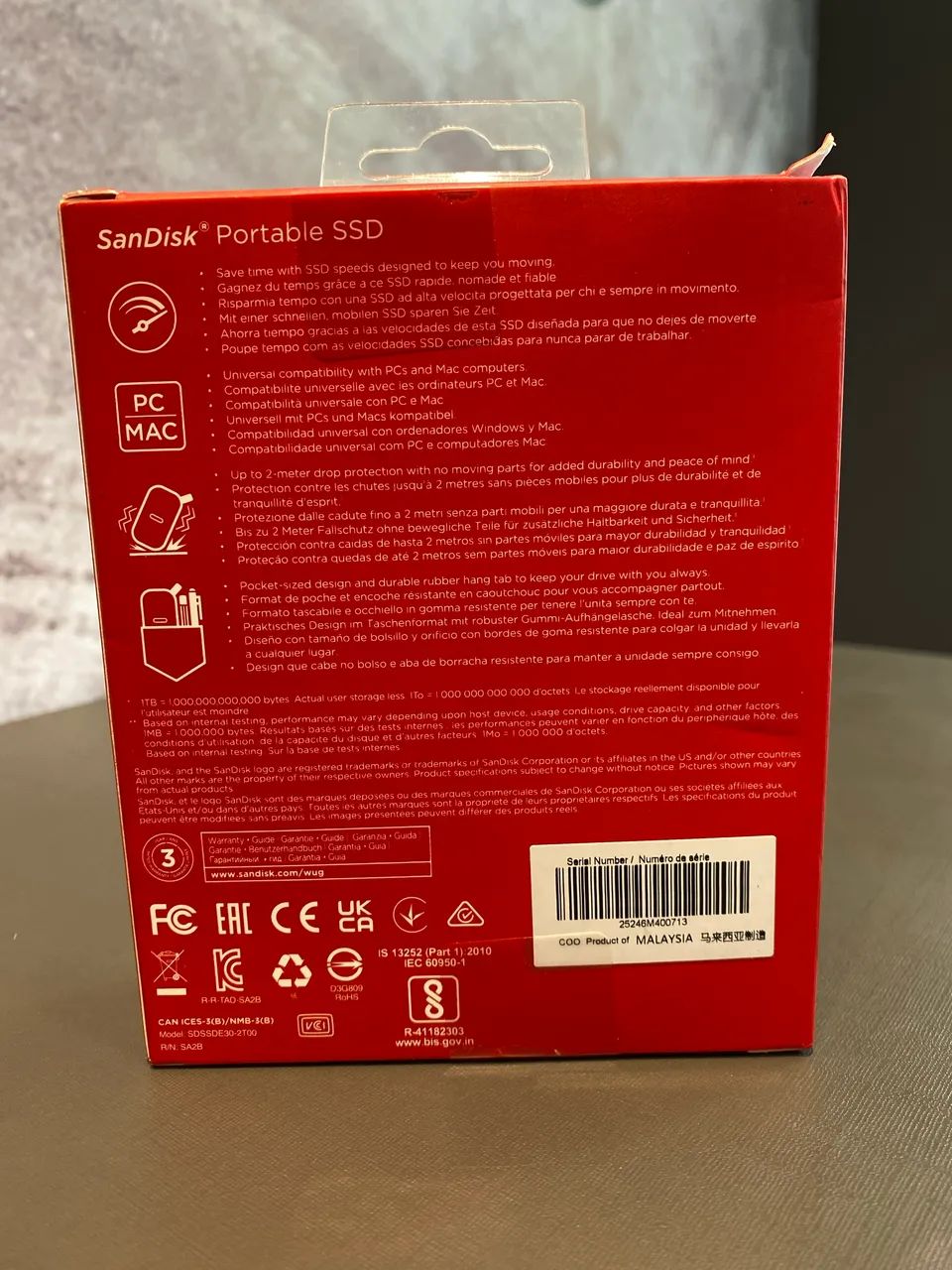 SSD Portátil SanDisk de 2 TB.64318043222017121