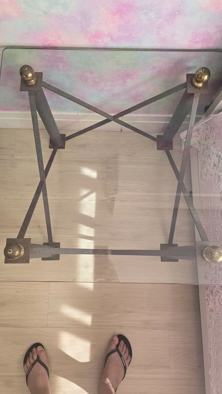 MESA DE FERRO E VIDRO - Foto 2