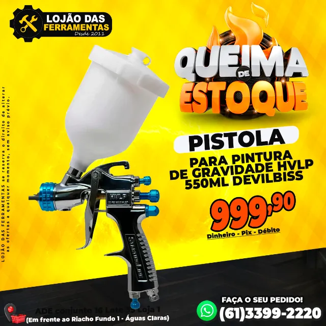 Pistola Para Pintura de Gravidade HVLP 550ml Devilbiss