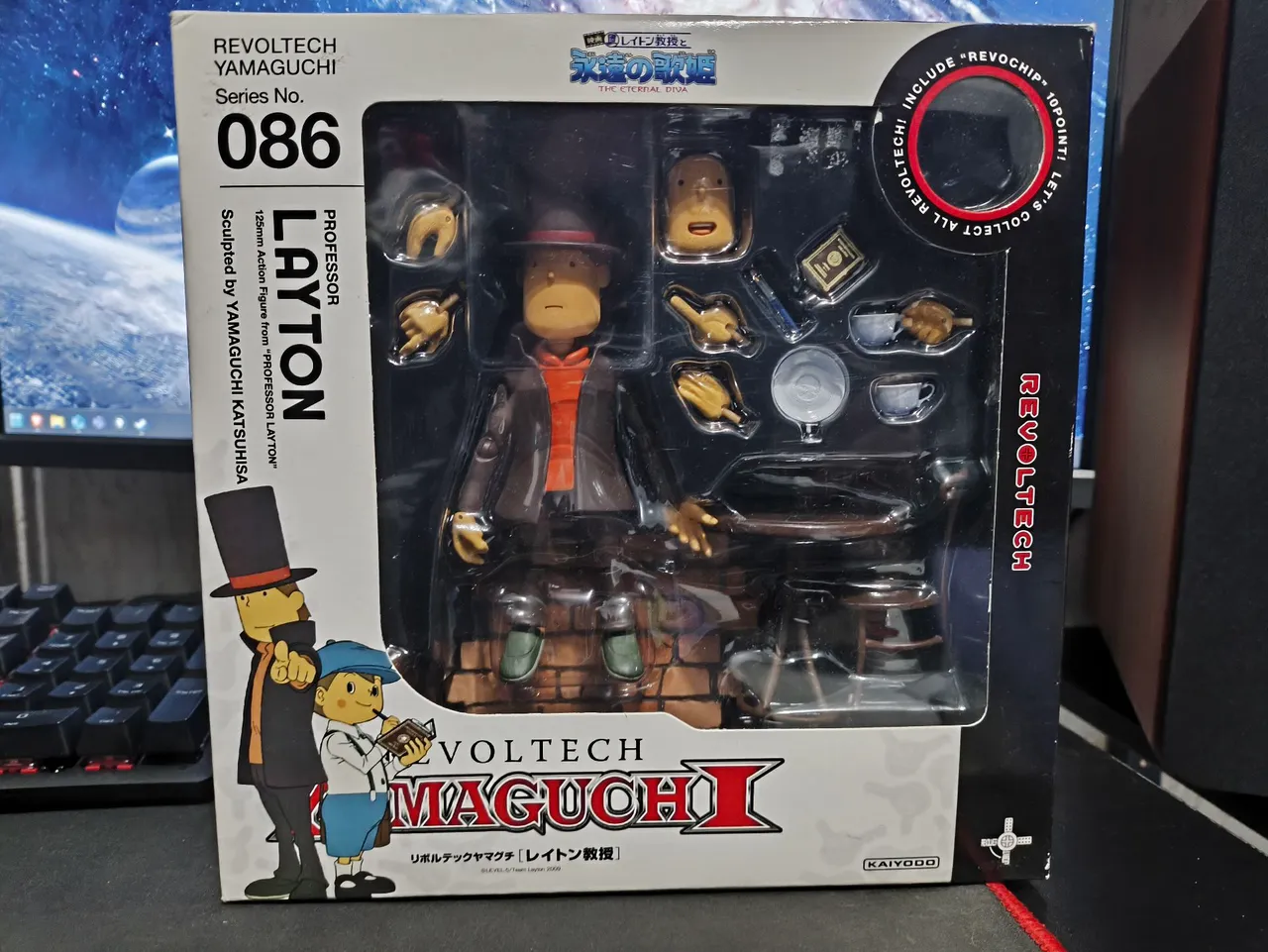 Action Figure Professor Layton Revoltech Yamaguchi RARÍSSIMO Nintendo